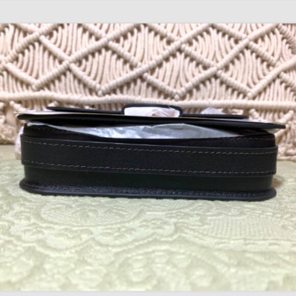 NWT FOSSIL Lennox Flap Leather Crossbody Bag Black MSRP $280 - Picture 14 of 15